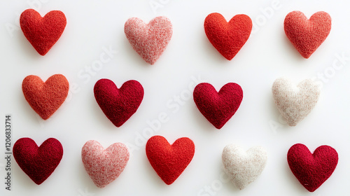 valentines day hearts on white background top view