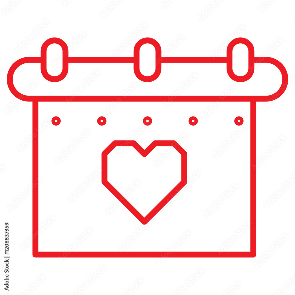 valentine line icon with red coloring valentine line icon with red coloring