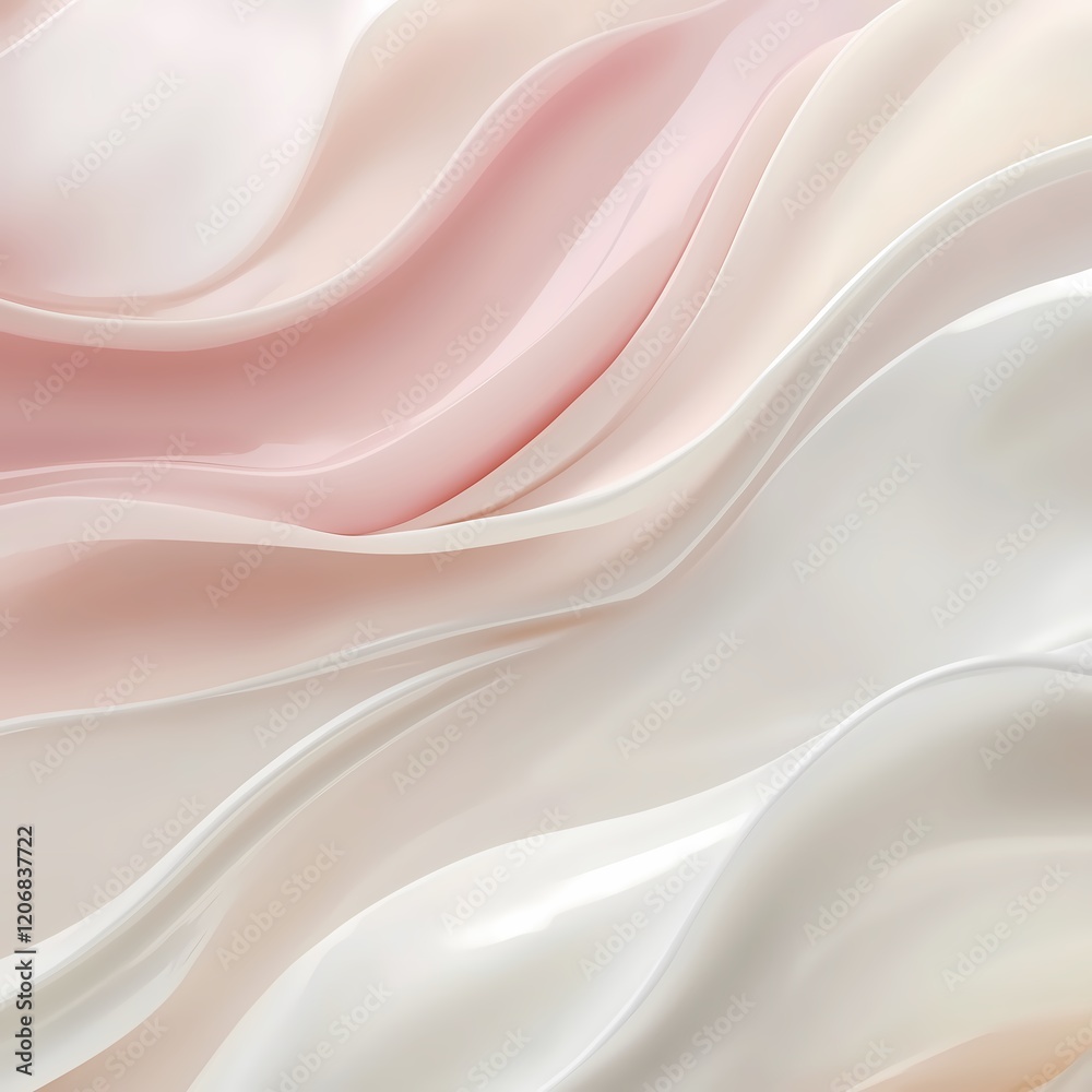 Obraz premium Elegant and soft promotional background for a skincare product. The design features a clean, minimal aesthetic with pastel tones like soft pink, white, and beige, creating a calming and luxurious feel