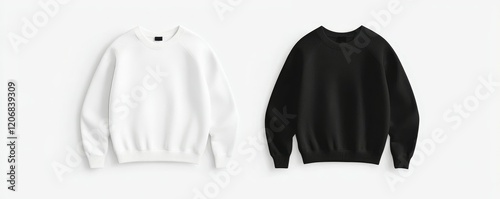 sweater element set, front and back view with minimalistic monochrome styles and smooth finishes, modern appeal, organized neatly with balanced spacing, isolated on white background.
