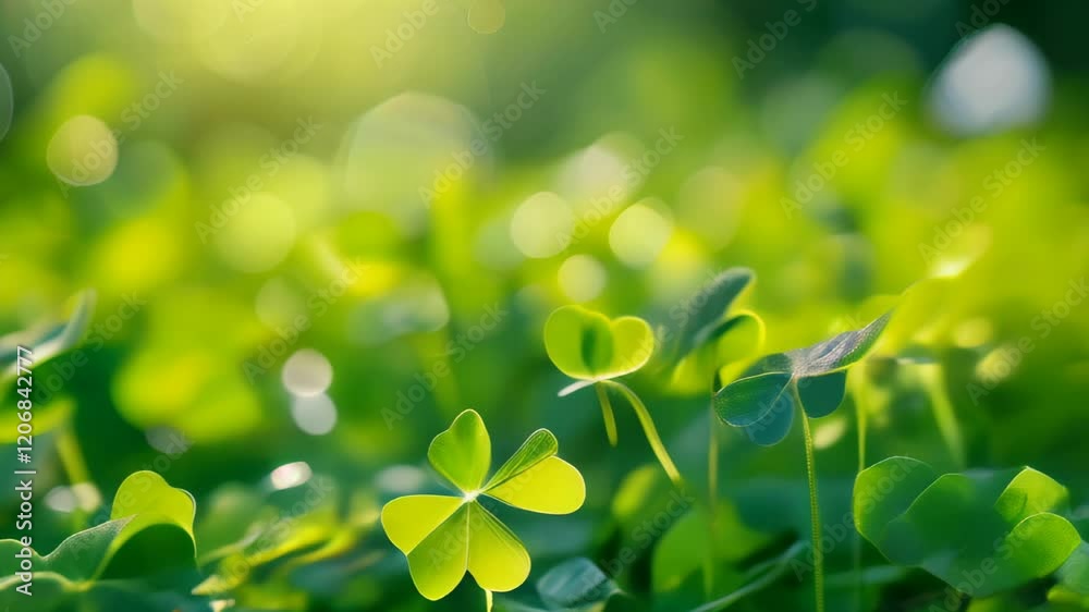 Lush green clover fields bask in warm sunlight during early spring afternoons Lush green clover fields bask in warm sunlight during early spring afternoons