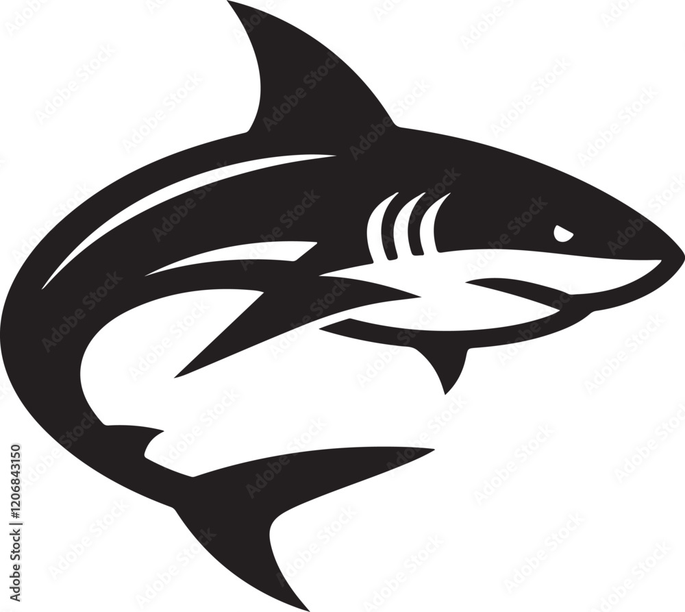 A vector silhouette of a shark A vector silhouette of a shark