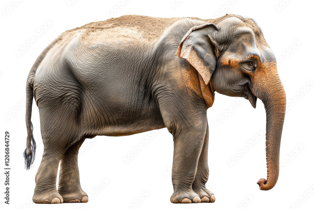 Obraz premium Majestic elephant standing gracefully in a natural habitat showcasing its impressive trunk and tusks