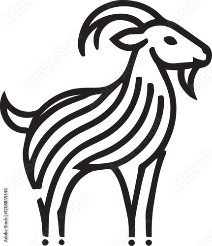 Simple goat logo on black and white background