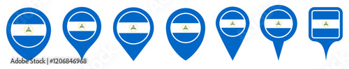 Free Download set vector Location pin nicaragua flag icon. Country location symbol Map markers design template illustration - GFXLoad