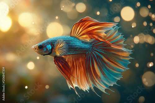 long-tailed fish gracefully swimming in crystal-clear water.