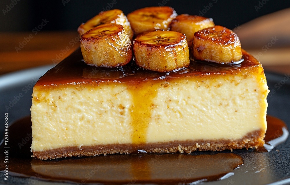 Cheesecake with caramel sauce and bananas Cheesecake with caramel sauce and bananas