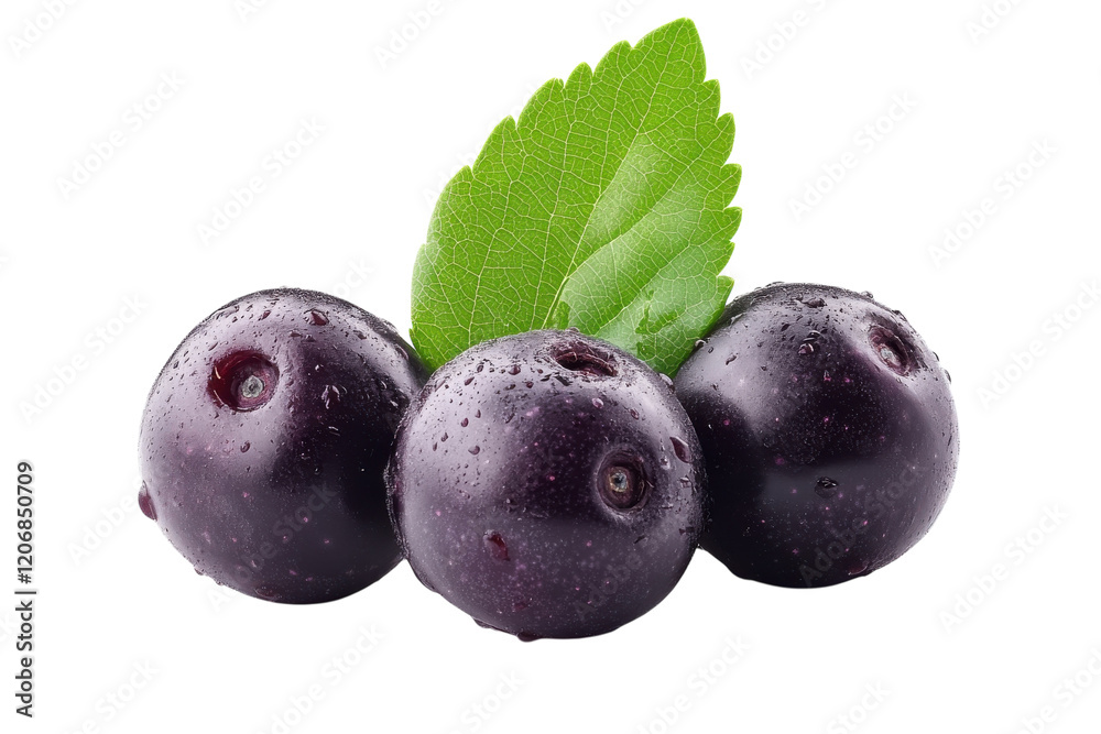 Fresh blackberries with a green leaf resting on a white background ready for culinary use and healthy snacking Fresh blackberries with a green leaf resting on a white background ready for culinary use and healthy snacking