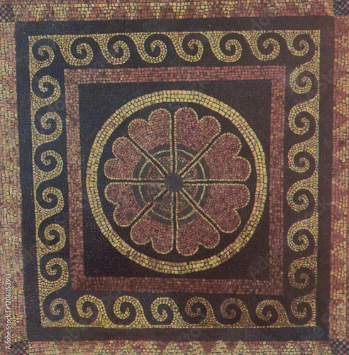 ceramic tile with ancient abstract ornament pattern