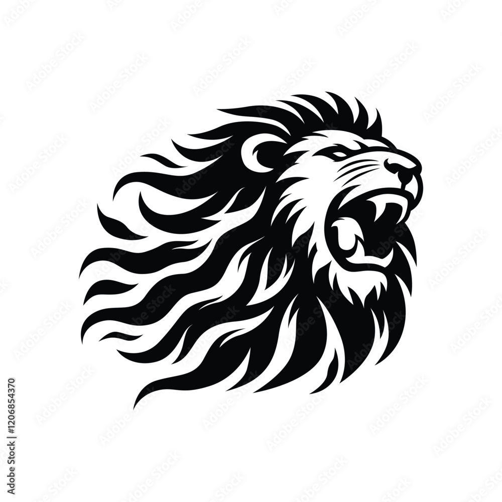 Black and white Lion head vector illustration for your logo template Black and white Lion head vector illustration for your logo template