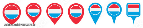 Free Download set vector Location pin luxembourg flag icon. Country location symbol Map markers design template illustration - GFXLoad