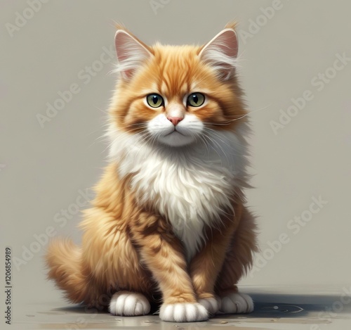 Illustration of fluffy cat.