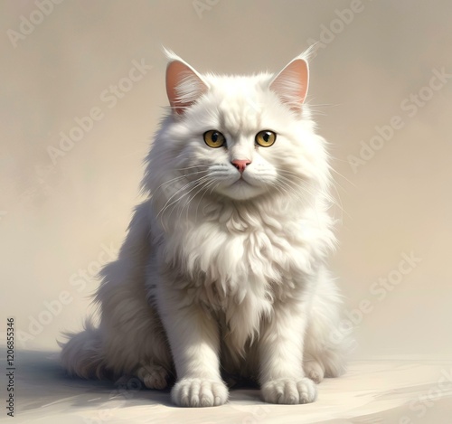 Illustration of fluffy cat.