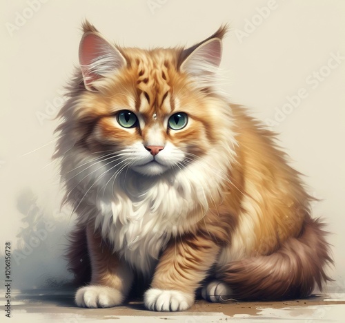Illustration of fluffy cat.