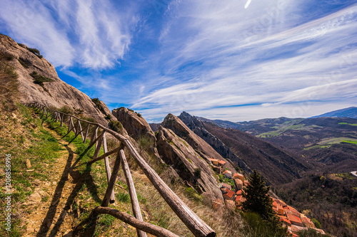 landscape inside the Dolomiti Lucane from the village of Castelmezzano, Potenza province, Basilicata photo