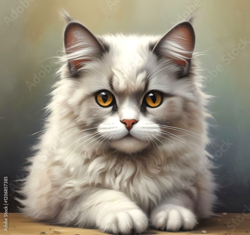 Illustration of fluffy cat.