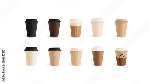 Wallpaper Mural A Diverse Collection of Coffee Cups Displaying Different Designs and Colors for Beverage Presentation and Cafe Branding in a Contemporary Style Torontodigital.ca