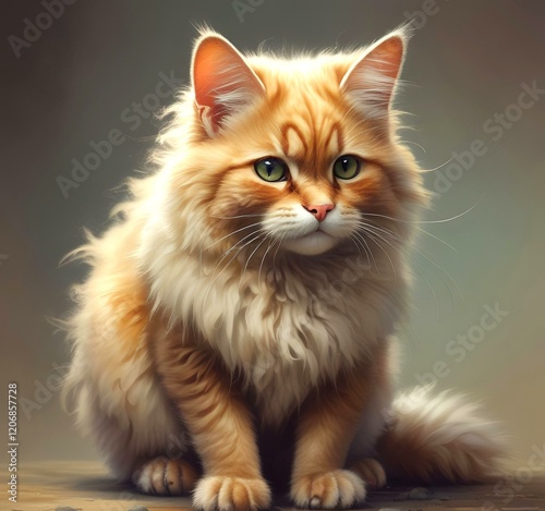 Illustration of fluffy cat.