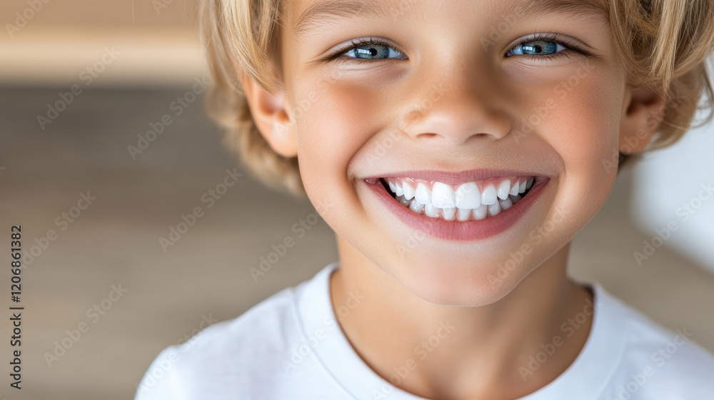 Close up of healthy teeth with playful child smile, radiating joy and happiness Close up of healthy teeth with playful child smile, radiating joy and happiness