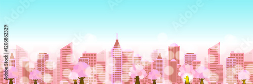 桜　ビル　春　背景