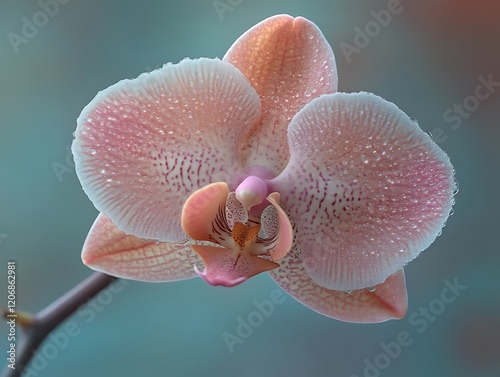 Orchid Bloom: Delicate Pink Petals and Serene Dewdrops photo