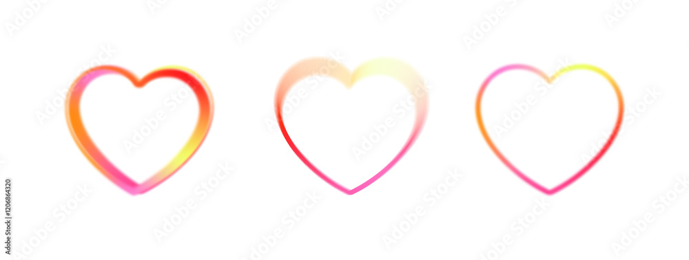 Set of vibrant outline hearts with gradient colors symbolizing love, passion, and romance, png clipart element for valentine's day or romantic designs Set of vibrant outline hearts with gradient colors symbolizing love, passion, and romance, png clipart element for valentine's day or romantic designs