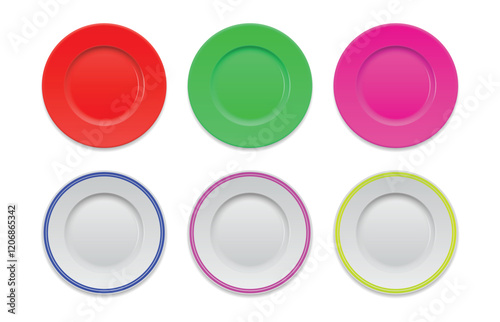 Set Illustration of Colorful Plastic Plates or bowl isolated
