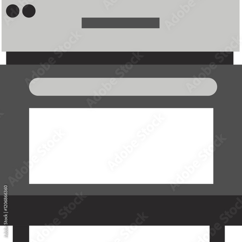 Kitchen gas stove icon. The household equipment.
