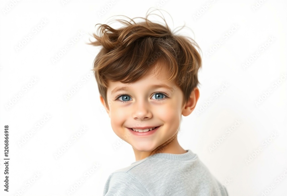 Young boy with blue eyes and brown hair Young boy with blue eyes and brown hair