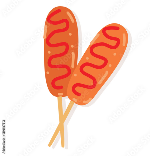 Vector illustration of two corndog