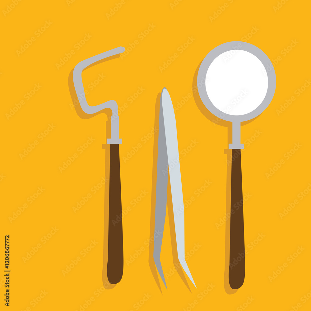 Set of surgical instruments in a flat style. Set of surgical instruments in a flat style.