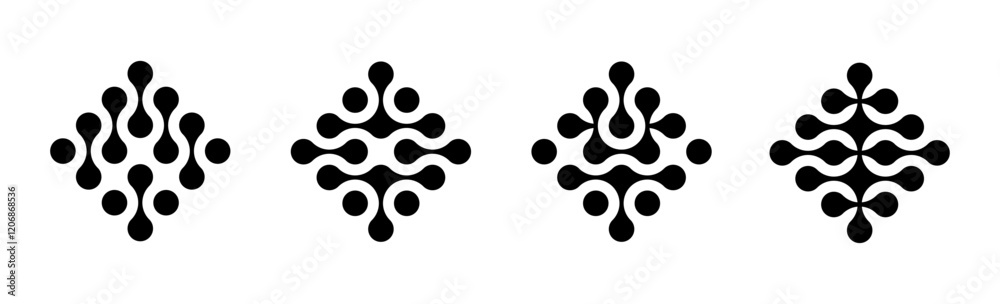 Set black metaballs isolated on a white background. Modern contemporary geometric shapes and elements. Vector illustration Set black metaballs isolated on a white background. Modern contemporary geometric shapes and elements. Vector illustration