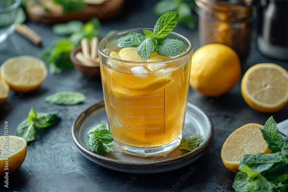 Refreshing Iced Tea with Lemon Mint Summer Drink Refreshing Iced Tea with Lemon Mint Summer Drink
