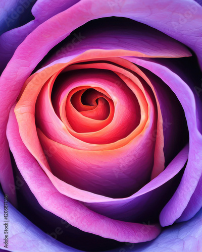 vibrant abstract swirl resembling rose in pink and lavender gradient hues