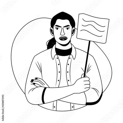 A glyph style illustration of an activist

