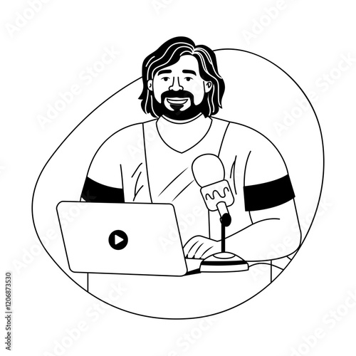 Broadcaster illustration in a glyph style 

