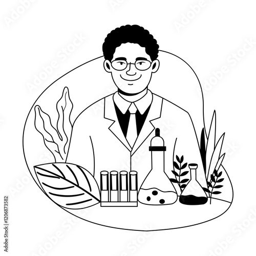 A glyph illustration of a scientist 

