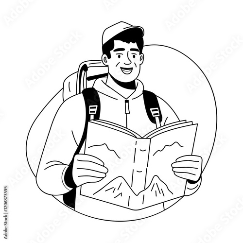 A glyph illustration of a hiking guide 

