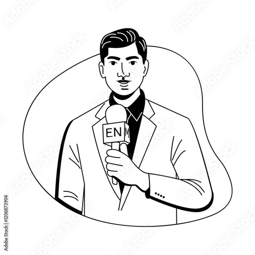 News reporter illustration in a glyph style 

