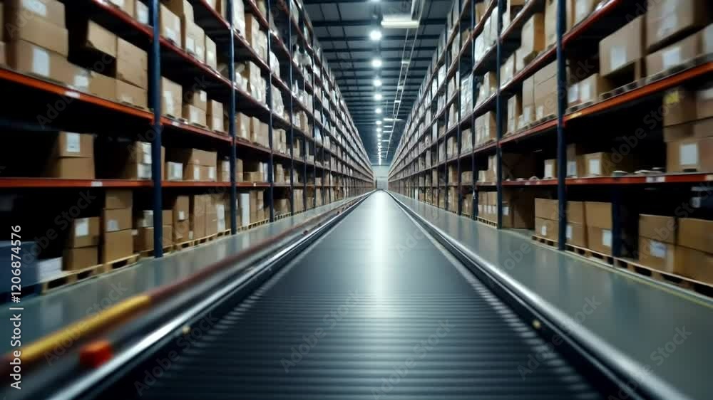 Automated Conveyor System In A Large Warehouse Automated Conveyor System In A Large Warehouse