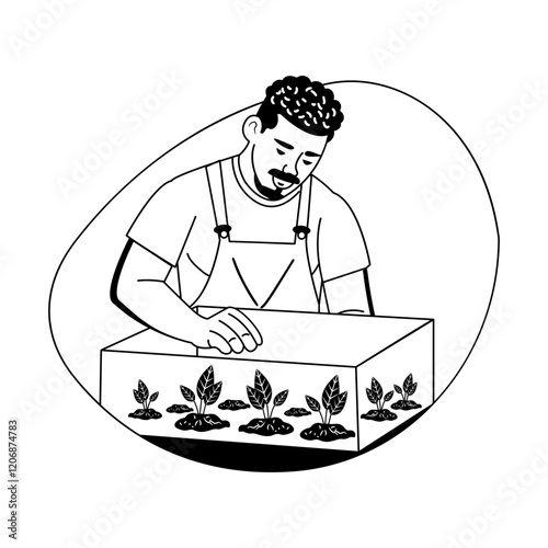 A glyph illustration of an aquaponics 

