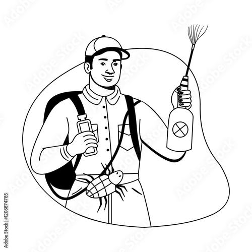 Pest control illustration in glyph style 

