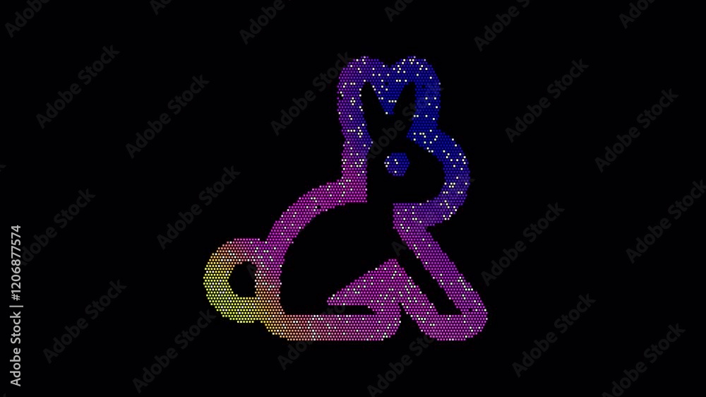 Icon rabbit is made up of LED square shapes that shimmer and flicker. There are black dead diodes. In-Out looped. Alpha BW at the end Icon rabbit is made up of LED square shapes that shimmer and flicker. There are black dead diodes. In-Out looped. Alpha BW at the end