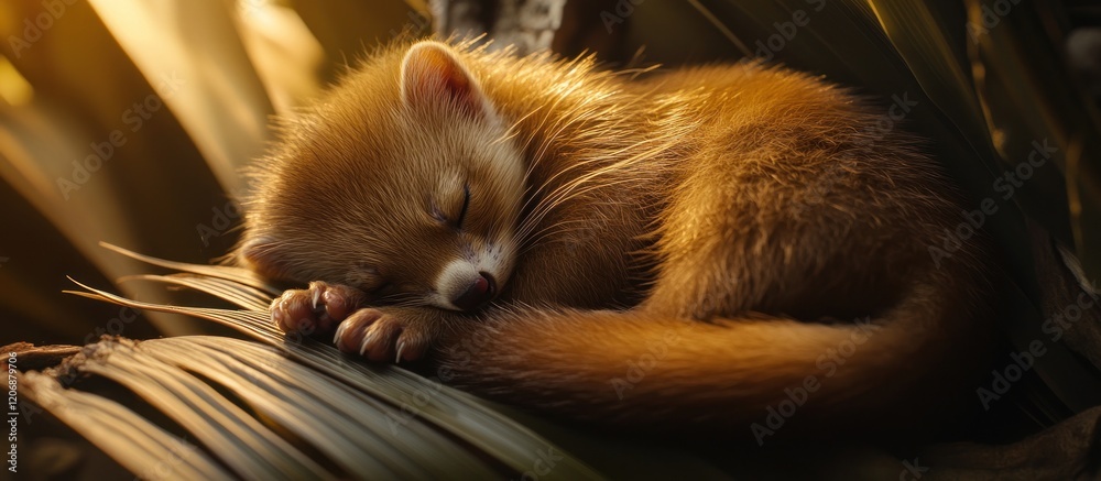 Obraz premium Sleeping Red Panda Cub