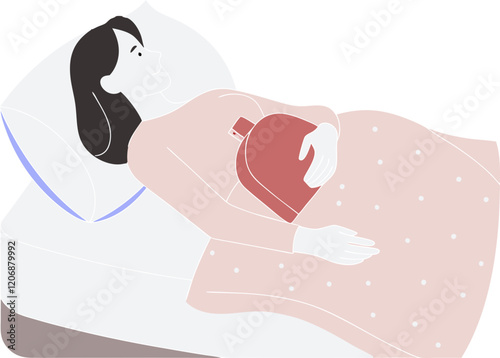 Woman on period with Hot Water Bottle.
