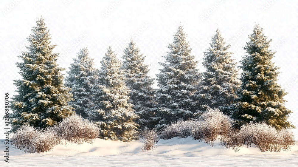Collection of christmas Trees with Snow isolated on transparent or white background Collection of christmas Trees with Snow isolated on transparent or white background