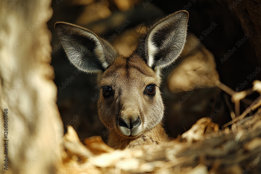 Kangaroo with Its Joey Peeking Out in Australia Captured in Gigapixel Standard Kangaroo with Its Joey Peeking Out in Australia Captured in Gigapixel Standard