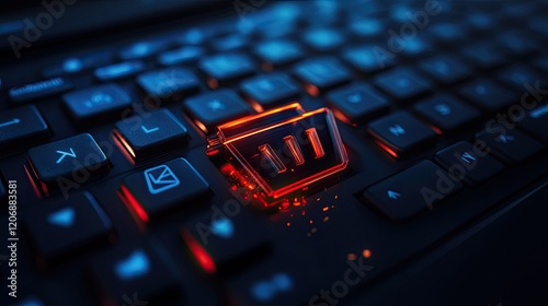 Close-up view of a black keyboard key featuring a trash can icon, indicating a delete or remove function.