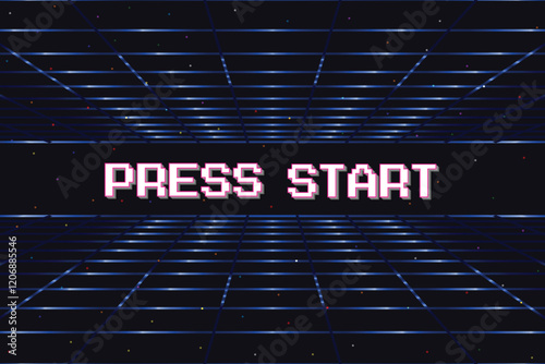 PRESS START. pixel art. 8 bit game. retro game. for game assets in vector illustrations.