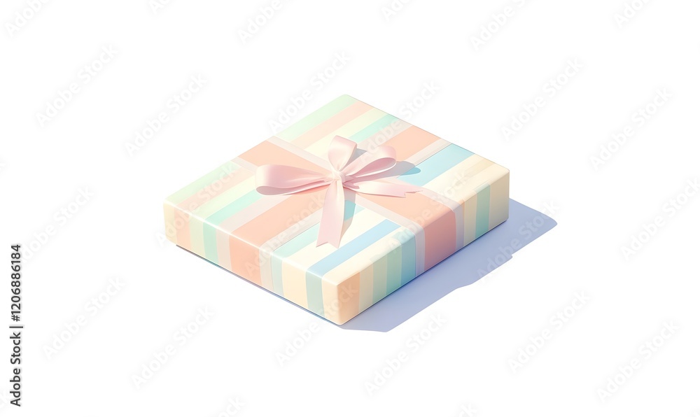 Pastel gift box with bow, studio shot, white background, present Pastel gift box with bow, studio shot, white background, present